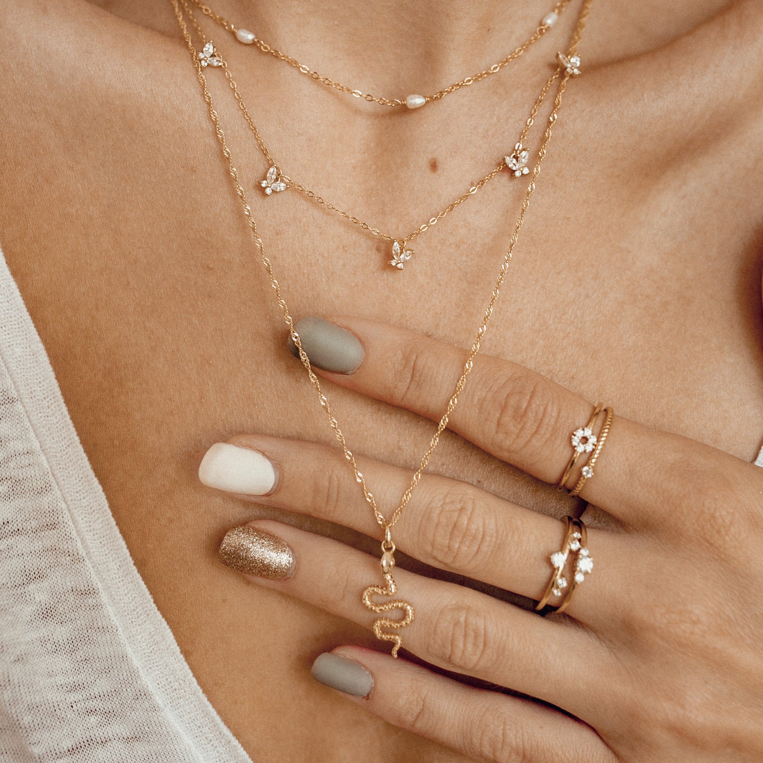 Collier Pendentif Serpent Argent Sterling en Or